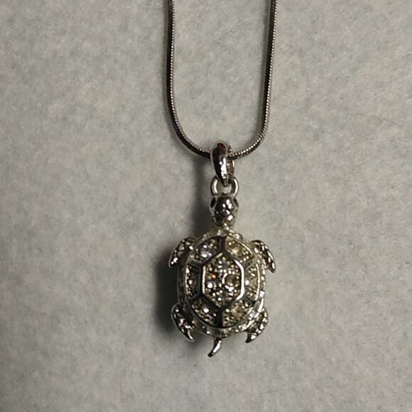 Elegant Silver Necklace with Fine Chain and Textured Pendant - Picture 1 of 7